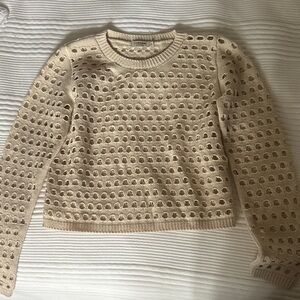 CNC Costume National Cream Openwork Crewneck Sweater